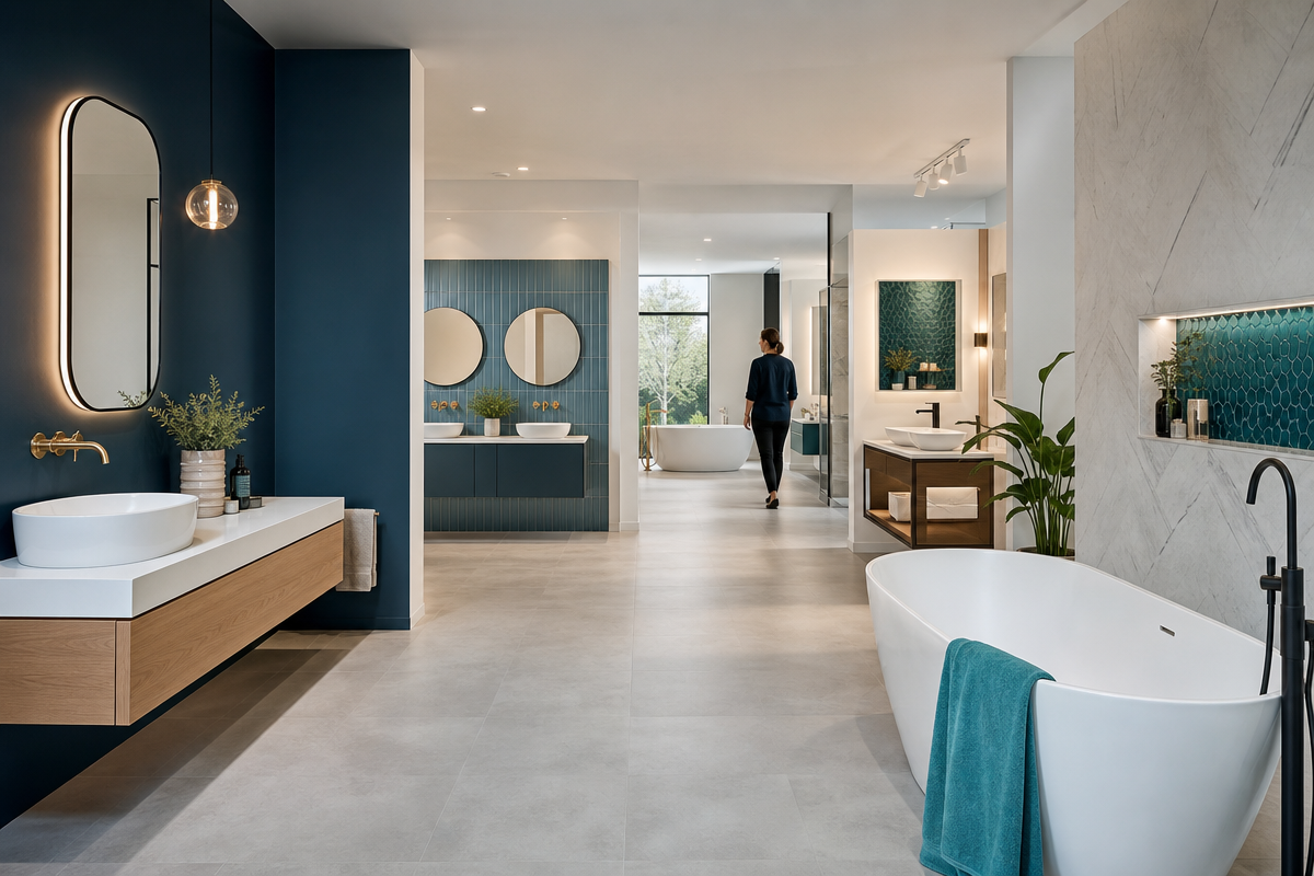 Badkamerpresentaties in een showroom